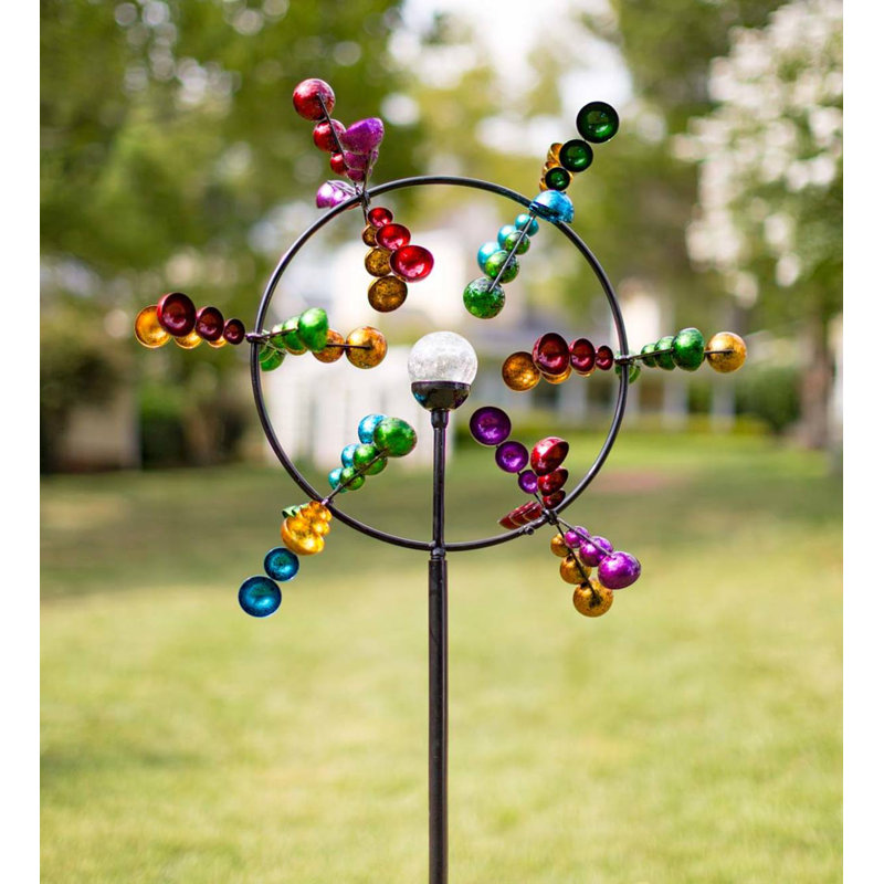 Wind & Weather Metal Wind Spinner with ColorChanging Light Rotator